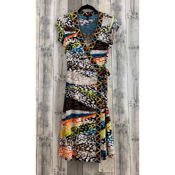 BCBGMaxAzria Multicolor Wrap Dress XS - Picture 2 of 5